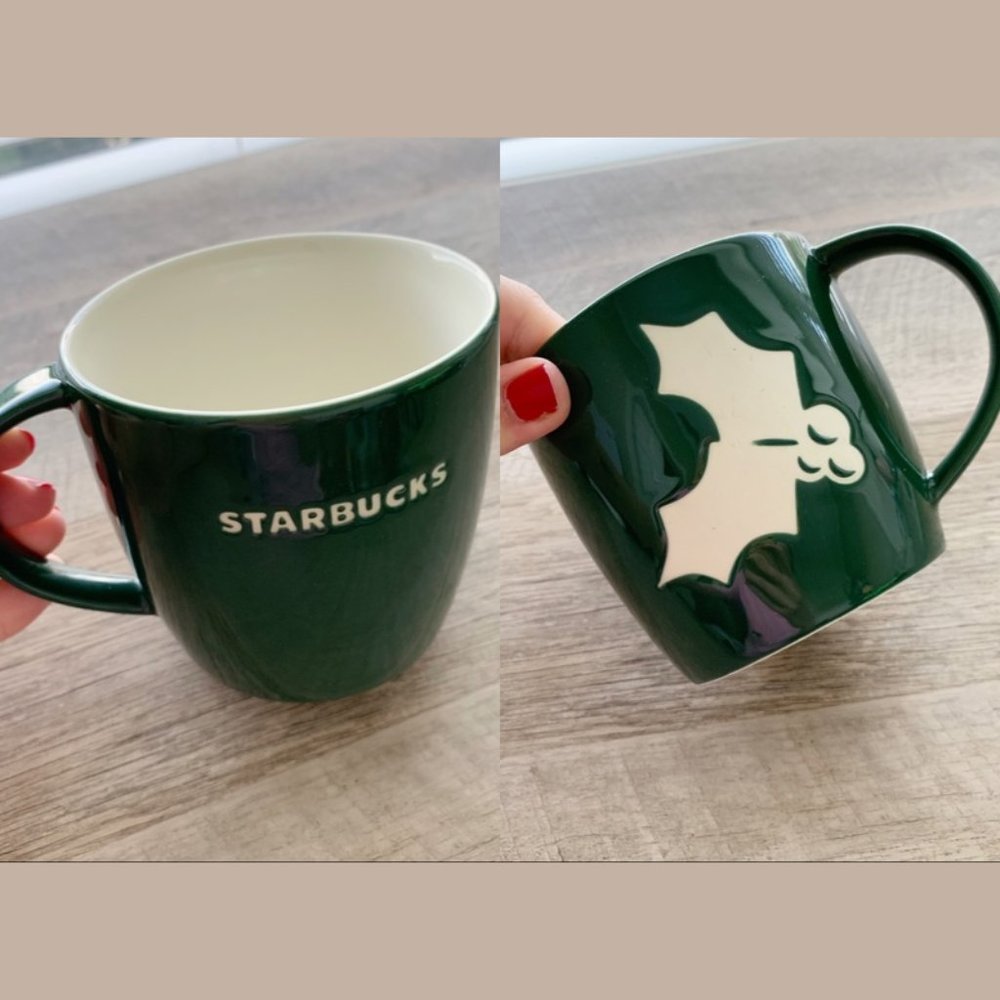 Starbucks Green Holiday Holly Mug 2011